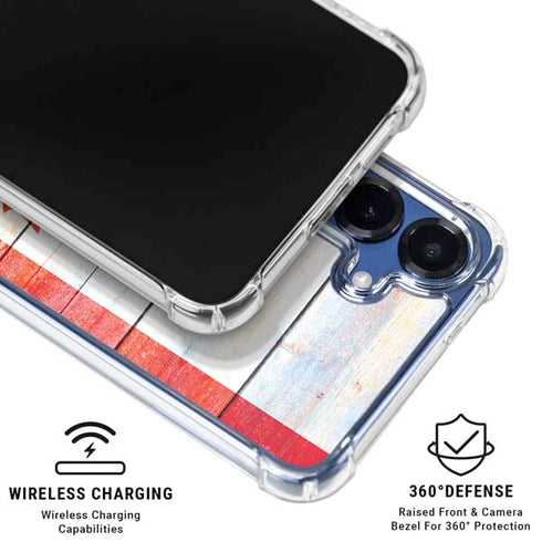Canada Flag Light Wood Galaxy S25 Clear Case